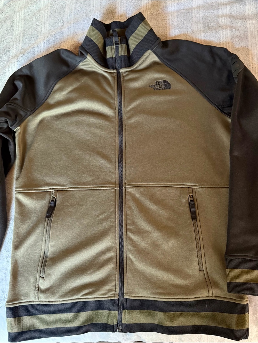The North Face Olive Green and Black Full-Zip Track Jacket